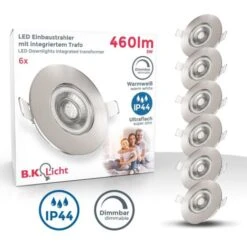 Faretti LED Da Incasso Dimmerabili Ultrapiatti Per Bagno, LED Integrati 5W, Foro à˜68mm, Luce Calda 3000K, 460Lm, Set Da 6, Rotondi, Plastica Color Nichel Opaco 230V IP44 -Negozio al dettaglio Paulmann 21610747 3