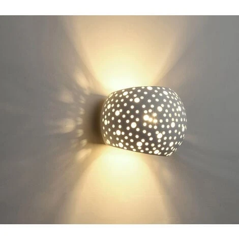 Applique Lampada Interno Gesso Bianco Forato Doppio Fascio Luce DR GS-5018 3 Applique Lampada Interno Gesso Bianco Forato Doppio Fascio Luce DR GS-5018