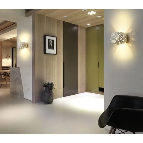 Applique Lampada Interno Gesso Bianco Forato Doppio Fascio Luce DR GS-5018 5 Applique Lampada Interno Gesso Bianco Forato Doppio Fascio Luce DR GS-5018 - immagine 3