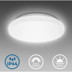B.K.Licht Plafoniera LED Da Bagno 10W, Luce Bianca Naturale 4000K, LED Integrati 900Lm, Lampadario Bagno Resistente Agli Schizzi D’acqua IP44, Ø22cm, Versione S, Lampada Da Soffitto In Plastica, 230V -Negozio al dettaglio Paulmann 23148971 3