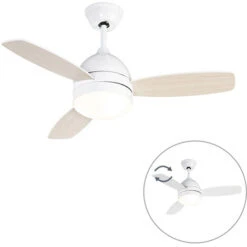 QAZQA + Ventilatori Da Soffitto Rotar - Moderno - Legno,Acciaio,Plastico - Bianco/Marrone - Tondo Max. 2 X Watt