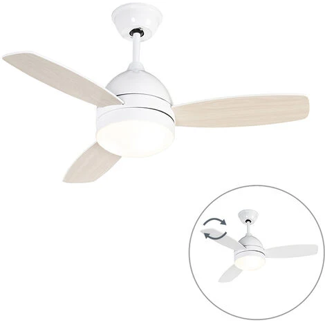 QAZQA + Ventilatori Da Soffitto Rotar - Moderno - Legno,Acciaio,Plastico - Bianco/Marrone - Tondo Max. 2 X Watt 3 QAZQA + Ventilatori Da Soffitto Rotar - Moderno - Legno,Acciaio,Plastico - Bianco/Marrone - Tondo Max. 2 X Watt
