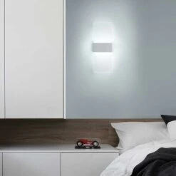 Applique Da Parete A Led Semplice Lampada Da Parete Interni 6W Up Down Applique Da Parete Moderna In Acrilico Per Soggiorno Camera Da Letto Corridoio Scale Balcone Bianco Freddo -Negozio al dettaglio Paulmann 24453509 3