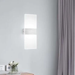 Applique Da Parete A Led Semplice Lampada Da Parete Interni 6W Up Down Applique Da Parete Moderna In Acrilico Per Soggiorno Camera Da Letto Corridoio Scale Balcone Bianco Freddo -Negozio al dettaglio Paulmann 24453509 4