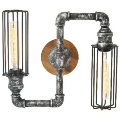 Lampada A Parete Douby II - Applique - Da Soggiorno, Camera - Nero, Argento In Metallo, 34 X 12 X 30 Cm, 1 X E27, Max 100W