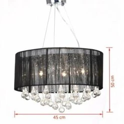 Lampadario A Sospensione Con Pendenti In Vetro Cristallo Con Paralume, 45 X 45 X 50, Design Elegante Moderno, (Nero) -Negozio al dettaglio Paulmann 26237227 3