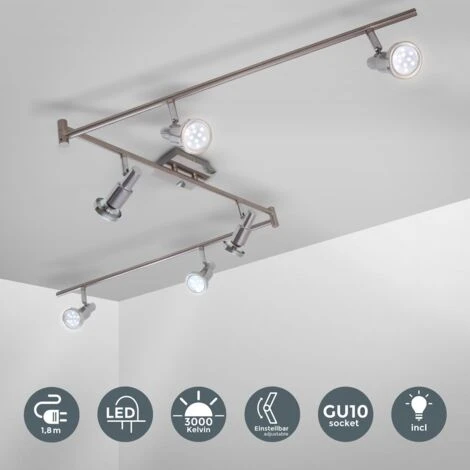 Plafoniera LED Con Faretti Orientabili, Include 6 Lampadine GU10 Da 5W 400Lm, Luce Calda 3000K Lampadario Moderno In Metallo, Lampada Da Soffitto Per Cucina O Camera Da Letto 230V IP20 4 Plafoniera LED Con Faretti Orientabili, Include 6 Lampadine GU10 Da 5W 400Lm, Luce Calda 3000K Lampadario Moderno In Metallo, Lampada Da Soffitto Per Cucina O Camera Da Letto 230V IP20 - immagine 2