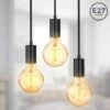 B.K.Licht Lampadario Vintage, Adatto Per 3 Lampadine E27 Non Incluse, Altezza Totale 1.2 M, Lampada A Sospensione Per Sala Da Pranzo O Cucina, Lampada Da Soffitto, Luci A Diverse Altezze, Nero Opaco -Negozio al dettaglio Paulmann 26555924 1