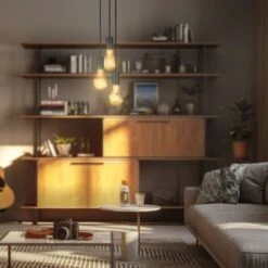 B.K.Licht Lampadario Vintage, Adatto Per 3 Lampadine E27 Non Incluse, Altezza Totale 1.2 M, Lampada A Sospensione Per Sala Da Pranzo O Cucina, Lampada Da Soffitto, Luci A Diverse Altezze, Nero Opaco -Negozio al dettaglio Paulmann 26555924 4