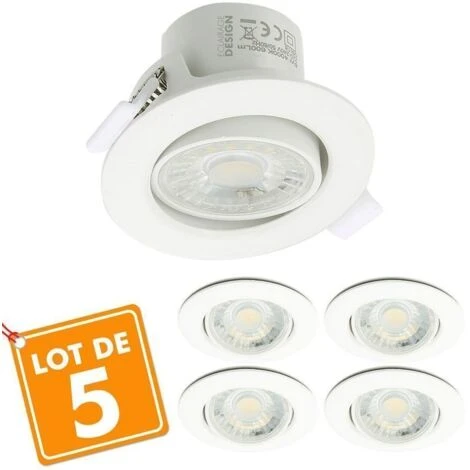 Set Di 5 Faretti Da Incasso A LED Orientabili Valence 8W Equ. 75W Température De Couleur: Bianco Caldo 3000K 3 Set Di 5 Faretti Da Incasso A LED Orientabili Valence 8W Equ. 75W Température De Couleur: Bianco Caldo 3000K