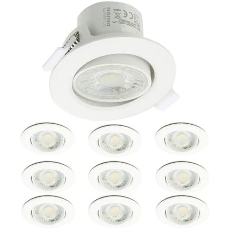 Set Di 10 Faretti Da Incasso A LED Orientabili Valence 8W Equ. 75W Température De Couleur: Bianco Caldo 3000K 3 Set Di 10 Faretti Da Incasso A LED Orientabili Valence 8W Equ. 75W Température De Couleur: Bianco Caldo 3000K