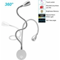 Applique Da Comodino 2 Luci Applique Da Lettura A LED A Collo Di Cigno 3W, Lampada Da Lettura Bianca Calda 3000K -Negozio al dettaglio Paulmann 27651818 3