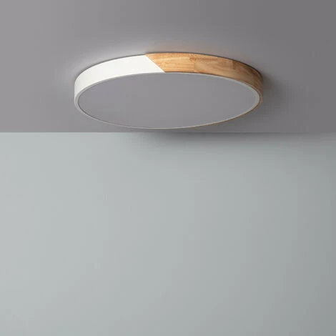 Plafoniera LED 36W Circolare Legno Ø500 Mm CCT Selezionabile Semi-Dari Bianco 3 Plafoniera LED 36W Circolare Legno Ø500 Mm CCT Selezionabile Semi-Dari Bianco