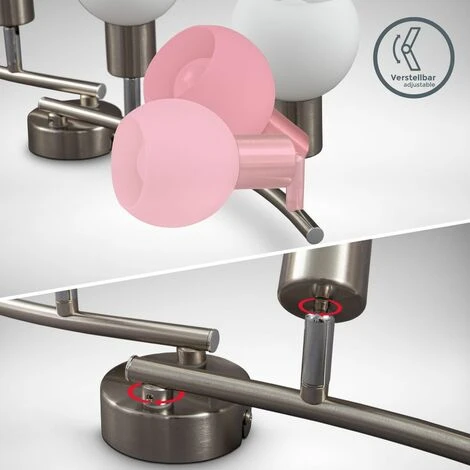 B.K.Licht Lampada Da Soffitto Orientabile A LED Con Paralume In Vetro I Colore Bianco Caldo I 4x 5W I 3.000 K I E14 I 4x 470lm I A 4 Fiamme 6 B.K.Licht Lampada Da Soffitto Orientabile A LED Con Paralume In Vetro I Colore Bianco Caldo I 4x 5W I 3.000 K I E14 I 4x 470lm I A 4 Fiamme - immagine 4