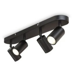 B.K.Licht I Lampada Spot A 4 Fiamme I Orientabile I Girevole I Girevole I GU10 I Nero-opaca I Senza Lampadina