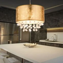 Plafoniera A Sospensione In Cristallo A Pendolo Tessile Illuminazione Camera Da Letto Plafoniera Oro Globo 15187H3 -Negozio al dettaglio Paulmann 28659060 3