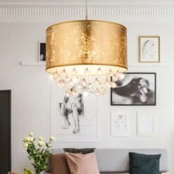 Plafoniera A Sospensione In Cristallo A Pendolo Tessile Illuminazione Camera Da Letto Plafoniera Oro Globo 15187H3 -Negozio al dettaglio Paulmann 28659060 5