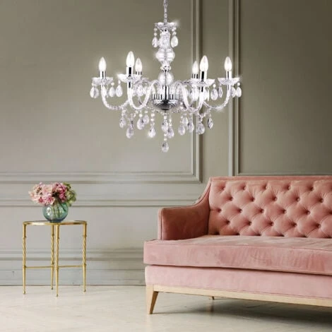 Lampadario A Soffitto Lampada A Sospensione Pendolo In Cristallo Lustri Trasparente Illuminazione Soggiorno Globo 63116-6 4 Lampadario A Soffitto Lampada A Sospensione Pendolo In Cristallo Lustri Trasparente Illuminazione Soggiorno Globo 63116-6 - immagine 2