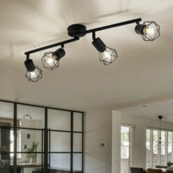 Lampada Da Soffitto Nero Soggiorno Sala Da Pranzo Illuminazione Retro Gabbia Faretto Orientabile Globo 58402S-4 -Negozio al dettaglio Paulmann 28661510 3