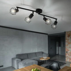 Lampada Da Soffitto Nero Soggiorno Sala Da Pranzo Illuminazione Retro Gabbia Faretto Orientabile Globo 58402S-4 -Negozio al dettaglio Paulmann 28661510 4