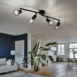 Lampada Da Soffitto Nero Soggiorno Sala Da Pranzo Illuminazione Retro Gabbia Faretto Orientabile Globo 58402S-4 -Negozio al dettaglio Paulmann 28661510 5