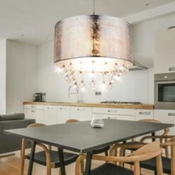 Lampada Da Soffitto A Sospensione In Cristallo Con Illuminazione A Pendolo In Tessuto Per Camera Da Letto Argento Globo 15188H3 -Negozio al dettaglio Paulmann 28663263 5