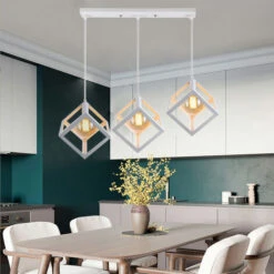 Lampadario Retrò Cubo Lampadari A Sospensione Industriale Antica Luce Sospesa Metallo Luce Pendente Creativo Bianca 3 Teste Per Ufficio Loft Bar E27 -Negozio al dettaglio Paulmann 28894359 3