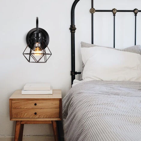 Applique Da Parete Diamante Retrò Luce A Muro A Gabbia Vintage Lampada Da Parete Industriale Creativa (Nero) 5 Applique Da Parete Diamante Retrò Luce A Muro A Gabbia Vintage Lampada Da Parete Industriale Creativa (Nero) - immagine 3