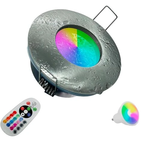 Faretto Impermeabile LED RGB RGBW 5W Cromoterapia Box Doccia Bagno GU10 3 Faretto Impermeabile LED RGB RGBW 5W Cromoterapia Box Doccia Bagno GU10