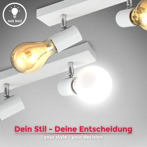 B.K.Licht Lampada Da Soffitto Con 2 Faretti Orientabili, Adatta Per 2 Lampadine E27 Non Incluse Max 60W, Metallo Bianco, Plafoniera Percucina, Lampadario Stile Industriale Contemporaneo Per Camera IP2 6 B.K.Licht Lampada Da Soffitto Con 2 Faretti Orientabili, Adatta Per 2 Lampadine E27 Non Incluse Max 60W, Metallo Bianco, Plafoniera Percucina, Lampadario Stile Industriale Contemporaneo Per Camera IP2 - immagine 4