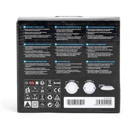 Faretto Led Slim Da Incasso 6W Rotondo Cornice Bianca Apertura 100 Gradi Bianco Freddo 6500K Aigostar 6 Faretto Led Slim Da Incasso 6W Rotondo Cornice Bianca Apertura 100 Gradi Bianco Freddo 6500K Aigostar - immagine 4