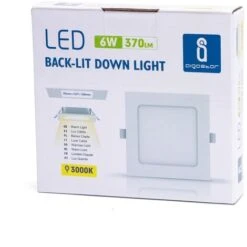 Faretto Led Slim Da Incasso 6W Quadrato Cornice Bianca Apertura 100 Gradi Bianco Caldo 3000K Aigostar -Negozio al dettaglio Paulmann 32027088 3