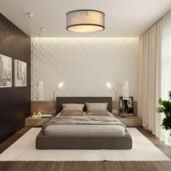 Lampadario Plafoniera In Tessuto 40cm Rotondo 4 Luci E14 Design Moderno Grigio -Negozio al dettaglio Paulmann 32723858 3