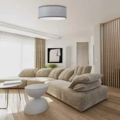 Lampadario Plafoniera In Tessuto 40cm Rotondo 4 Luci E14 Design Moderno Grigio -Negozio al dettaglio Paulmann 32723858 5