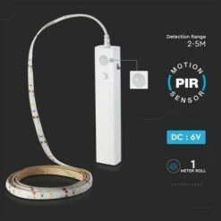 VT-8082 STRISCIA LED 1mt Autoadesiva 2,4W 200lm A BATTERIA CON SENSORE Di Movimento IP65 - SKU 2573 / 2574 Bianco Naturale -Negozio al dettaglio Paulmann 32993554 5