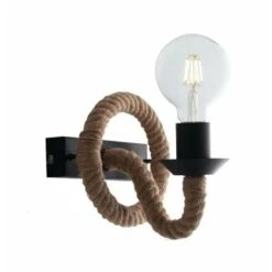 Lampada Da Parete Applique A Corda Di Canapa E Metallo
