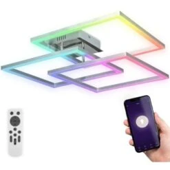 B.K.Licht Plafoniera LED Smart WiFi, App E Telecomando, Controllo Vocale, Dimmerabile, CCT Luce Calda, Neutra, Fredda, Colorata RGB, IOS & Android