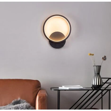 Applique Da Parete Nera Minimalista Per Interni Applique Da Muro A Led Lampada Da Parete Rotonda Creativa Bianco Caldo Per Soggiorno Camera Da Letto Corridoio Scale 6 Applique Da Parete Nera Minimalista Per Interni Applique Da Muro A Led Lampada Da Parete Rotonda Creativa Bianco Caldo Per Soggiorno Camera Da Letto Corridoio Scale - immagine 4