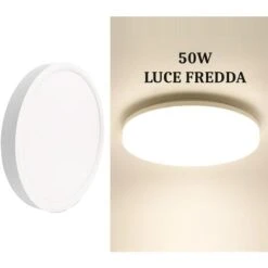 Plafoniera Led Soffitto 50W Lampada Rotonda Luce Fredda Applique Moderno Bianco