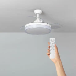 Ventilatore LED Da Soffitto Caicos Bianco Pale Pieghevoli Motore DC TECHBREY 106cm -Negozio al dettaglio Paulmann 36231549 3