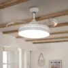 Ventilatore LED Da Soffitto Dalori Bianco Pale Pieghevoli MOTORE DC TECHBREY 160cm