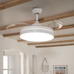Ventilatore LED Da Soffitto Dalori Bianco Pale Pieghevoli MOTORE DC TECHBREY 160cm