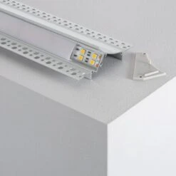 Profilo In Alluminio Da Incasso In Gesso / Cartongesso Con Coperchio Continuo Per Strisce LED Fino A 20mm
