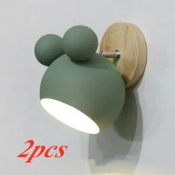 2X Applique Da Muro Nordica Lampada A Muro Per Cartoni Animati Applique Da Parete Creativa Luce A Muro Di Personalità Semplice Per Soggiorno Camera Da Letto Camera Dei Bambini Verde
