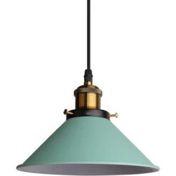 Lampadari A Sospensione Retrò Verde Lampadari A Sospensione Vintage Ø22CM Plafoniera Industriale Luce Pendente Moderna Per Ristorante Loft Kitchen Coffee Shop E27