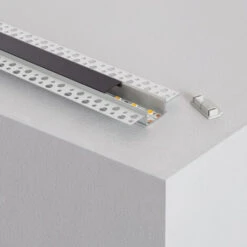 Profilo In Alluminio Integrazione In Gesso / Cartongesso Per Doppia Striscia LED Fino A 20mm 1000 Mm Coperchio Nero