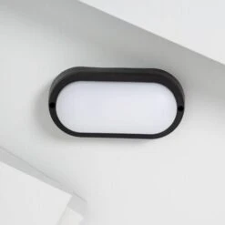 Plafoniera LED 15W Ovale Per Esterni 85x173 Mm IP65 Hublot Black Bianco Freddo 6500K 173 Mm