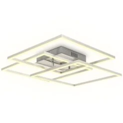 B.K.Licht Plafoniera LED Da 40W, 2 Cornici Orientabili, Luce Calda 3000K, Lampada Da Soffitto Per Ufficio “Frame”, Colore Cromato-alluminio Spazzolato