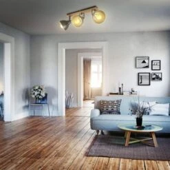 B.K.Licht Plafoniera Retrò Orientabile, Legno E Metallo, Attacco Per 3 Lampadine E27 Non Incluse, Faretti Vintage Industriali, Lampada Da Muro O Soffitto Nero-oro -Negozio al dettaglio Paulmann 42705075 3