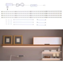 Striscia LED 2m, Set Di 4 Pezzi Da 50cm, Luce Bianca Naturale 4000k, Include Connettori, Interruttore E Spina Europea, Uso Interno, Accorciabili, Adesive, Per Soggiorno Cucina Camera Da Letto, IP20 -Negozio al dettaglio Paulmann 42825713 3